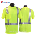 Hohes Sichtbarkeits-Orange / Gelb 100% Polyester Birdseye-kundenspezifisches Logo ANSI 107 reflektierendes Sicherheitst-shirt mit reflektierendem Band